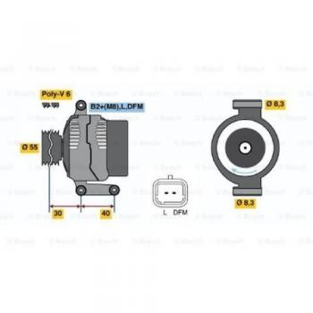Alternador BOSCH 0 986 041 850 - 14V, 98A, compatible con RENAULT Clio 2, Scénic 2, Megane 2 y DACIA Sandero I, Logan I