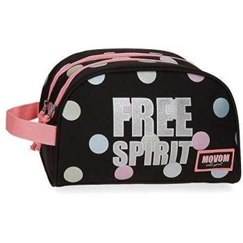 Movom Free Dots Neceser Dos Compartimentos Adaptable Negro 26x16x11 cms Poliéster