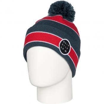 Quiksilver Double Up - Gorro con vuelta y borla para hombre, color rojo / gris, talla única