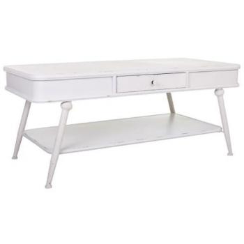 Mesa de centro de metal blanco 120x60x53h cm con 2 puertas de estilo Industrial, no viene montado
