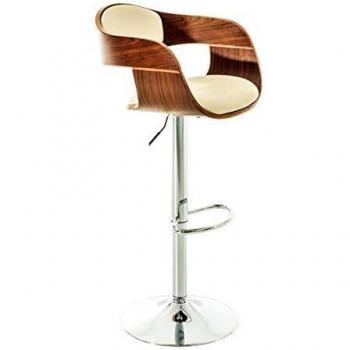 Taburete de Bar Kingston Regulable en Altura y Giratorio, Similpelle Nogal/Cremoso