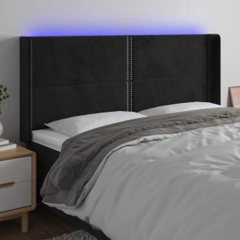 Cabecero de Cama con LED de Terciopelo Negro 183x16x118/128 cm