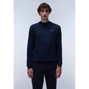 Napapijri Men's Damavand C Round Neck Blue Wool Sweater, Regular Fit, Size M
