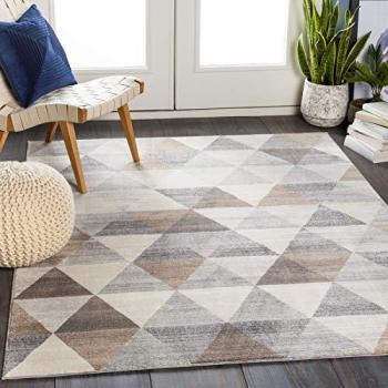 Surya FUJAIRAH Modern Scandinavian Area Rug, Short Pile, White and Brown, 200 x 275 cm
