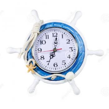 Reloj de Mesa de Madera en Forma de Timón de Barco - Decoración Náutica