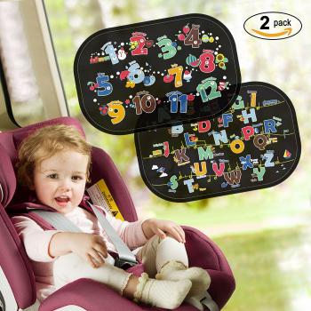 2Pcs Parasoles para Coche, Safe&Care Quitasol Trasero para Ventana Lateral de Auto Resistencia 97% de los Rayos UV y la Reflexión de Luz de Sol Protección UPF 50+ para Bebé, Niños, Mascotas, con Bolsa de Almacenamiento