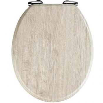 WENKO Tapa de WC Roble gris - dispositivo automático de descenso, MDF, 35.5 x 42 cm, Gris