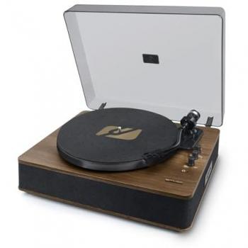 Tocadiscos Estéreo Muse MT-107BTO con Bluetooth y Altavoces de 2x5W, Acabado en Negro y Madera