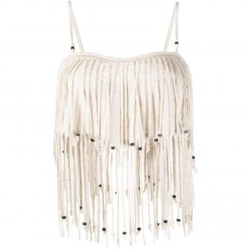 Alanui Women's Monsoon Fringed Top in White | Size XS | LWAG001R24JER001