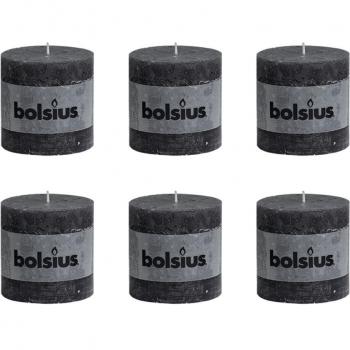 6 x Bolsius Vela del Pilar Rústica 100 x 100 mm Gris Oscuro