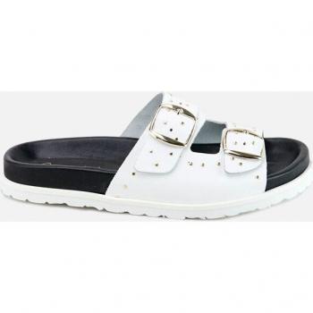 Sandalias de niña Eli 1957 en piel con tachas y suela bio, color blanco, marca Papanatas