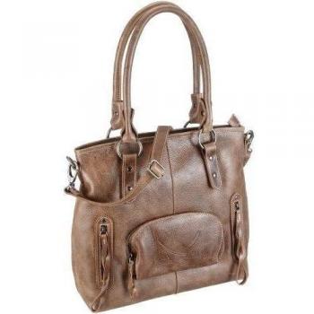 Sansibar Pampero B-090 PO 39 - Bolso de mano de cuero para mujer, color verde, talla 37x11x35 cm