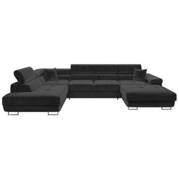 Sofá rinconero Comfivo S103, con función de descanso y caja de ropa de cama, 346x203x70cm