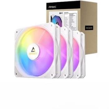 Ventilador Antec P12 PWM ARGB Blanco 120mm - Pack de 3, Refrigeración Alta Flujo de Aire, Diseño de 9 Aspas con Almohadillas Antivibración