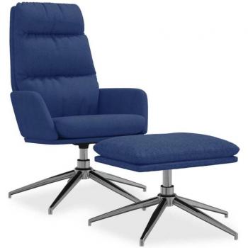 Sillón de relax con reposapiés en tela azul