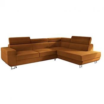 Sofá rinconero Comfivo 306 con función de descanso y caja de ropa de cama, 253x188x71cm