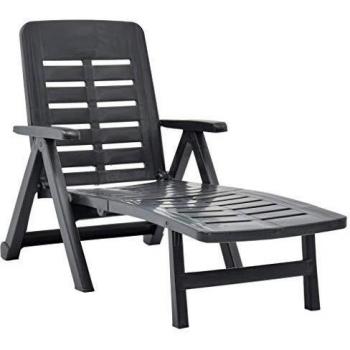 vidaXL Folding Sun Lounger Plastic Anthracite