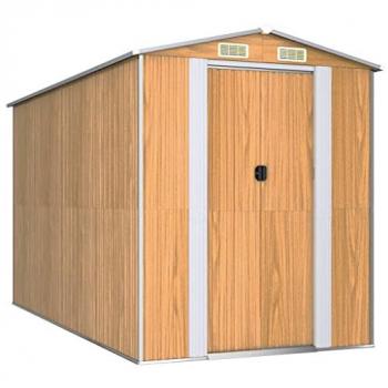 vidaXL Garden Shed Light Brown 192x357x223 cm Galvanised Steel