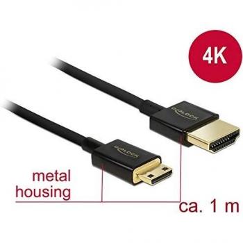 Cable HDMI de Alta Velocidad con Ethernet - HDMI Tipo A Macho a HDMI Mini C Macho 3D 4K 1 m Slim Premium