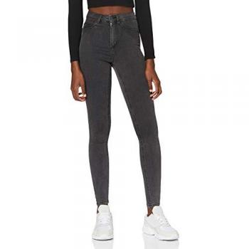 Noisy May Callie HW Skinny Jeans para Mujer - Tiro Alto, Estilo Pitillo, Color Gris Oscuro, Tallas W25L30 y W33L34