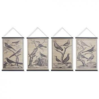 Lienzo DKD Home Decor Pájaros 60 x 2 x 90 cm Cottage (4 Piezas)
