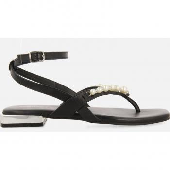 Sandalias planas de piel negras con perlas para mujer Sumpter Gioseppo