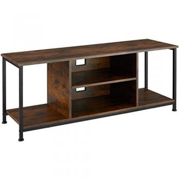 Mueble Bajo para Televisor Estilo Industrial con 4 Estantes Fijos y 1 Ajustable en Altura - Efecto Madera Oscura, 120 cm