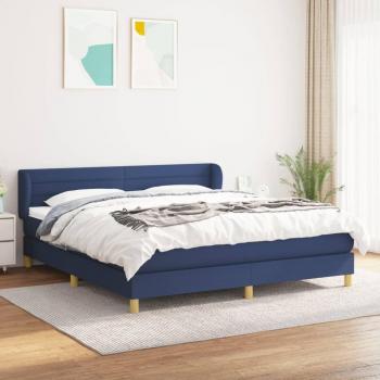 Cama Box Spring con Colchón Acolchado Reversible Azul 180x200 cm en Tela