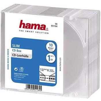 Hama - CD Slim Empty Box, pack 10, transparent, Transparente