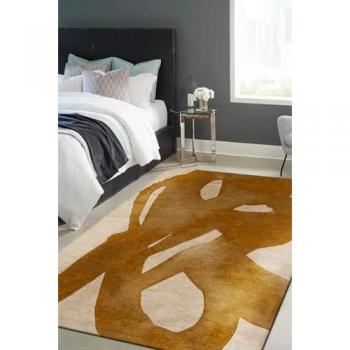 Alfombra moderna de tejido plano castaño y oro 170x240 cm