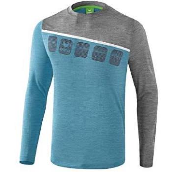 Erima 5-C Long Sleeve T-Shirt for Kids - Unisex - Blue Melange / Grey Marl / White