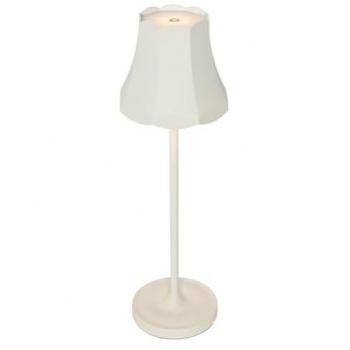 Lámpara de mesa retro recargable IP44 blanca roto con LED integrado - Granny
