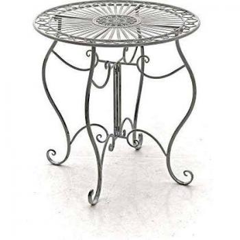 Mesa redonda de exterior para 4 personas en Metal Blanco antiguo - CLP, Ø 70 cm, diseño elegante, resistente a la intemperie, ideal para jardín o terraza
