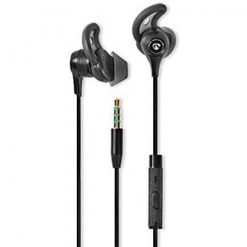 NEDIS Auriculares con Cable Auriculares con Cable | 3.5 mm | Longitud del Cable: 1.20 m | Micrófono Incorporado | Control de Volumen | Ear Wings | Negro Negro 1.20 m