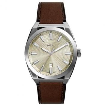 Fossil Everett Men's Brown Leather Watch FS6071 - Analog Quartz, 42mm