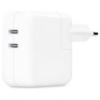 Cargador USB-C Apple 35W con 2 puertos USB-C en color blanco