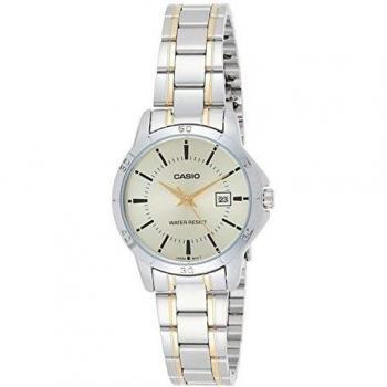 Casio Women's Gold Two-Tone Analog Watch LTP-V004SG-9AUDF