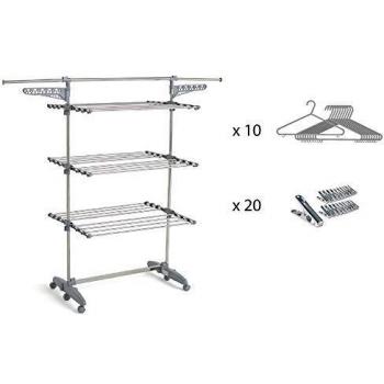 Tendedero de Cocina MOVE 25m Extra Modular Multifuncional con 30 Accesorios y Gran Capacidad en Acero Inoxidable