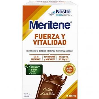 Meritene® Fuerza y Vitalidad Batido - Formato Polvo - Chocolate - 15 sobres de 30 g - Suplementa tu nutrición y refuerza tu sistema inmune con vitaminas, minerales y proteínas