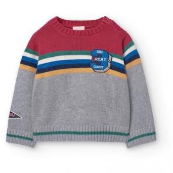 Jersey de niño Boboli con cuello redondo y rayas a contraste