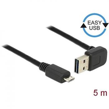 Cable USB 2.0 DeLOCK 83538 de 5 m, con conector A y Micro-USB B, color negro