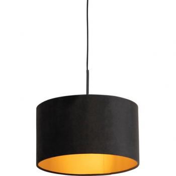 Lámpara colgante de terciopelo negro y oro 35 cm - COMBI