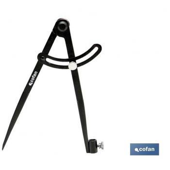 Compás de Puntas con Soporte para Sostener el Lapicero y Fijador de Medidas 200 mm (Pack: 1)