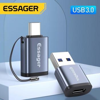 Adaptador OTG USB 3.0 Tipo C Masculino a USB Femenino para MacBook, Xiaomi y Samsung S20 - Conector USBC OTG Essager
