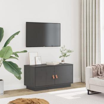 Soporte para TV de madera maciza de pino gris 80x34x40 cm