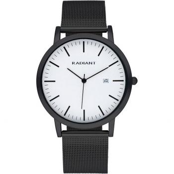 Reloj de Hombre Radiant Clik 42mm Acero Negro 5ATM Esfera Blanca