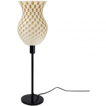 Lámpara de Mesa Flechtwerk en Forma de Embudo, Color Crema