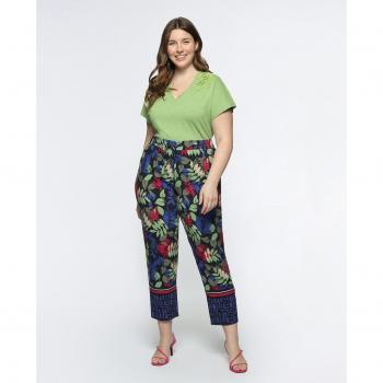 Pantalón de vestir de mujer estampado con bolsillos americanos