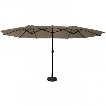 Sombrilla doble Happy Garden 2,7 x 4,6 m en acero y tejido color topo
