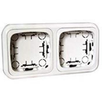 outlet Marco Doble Electro DH para Serie 36.480 de mecanismos de Superficie, Dimensiones 120 x 80 x 20 mm, Color Marfil, OUT-36.480/MD/M